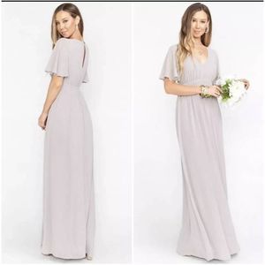 Show Me Your Mumu Emily Empire Maxi Dress in Dove Grey Chiffon. Size S B 26